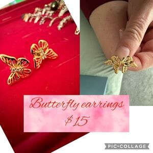 Gold Butterfly Earrings